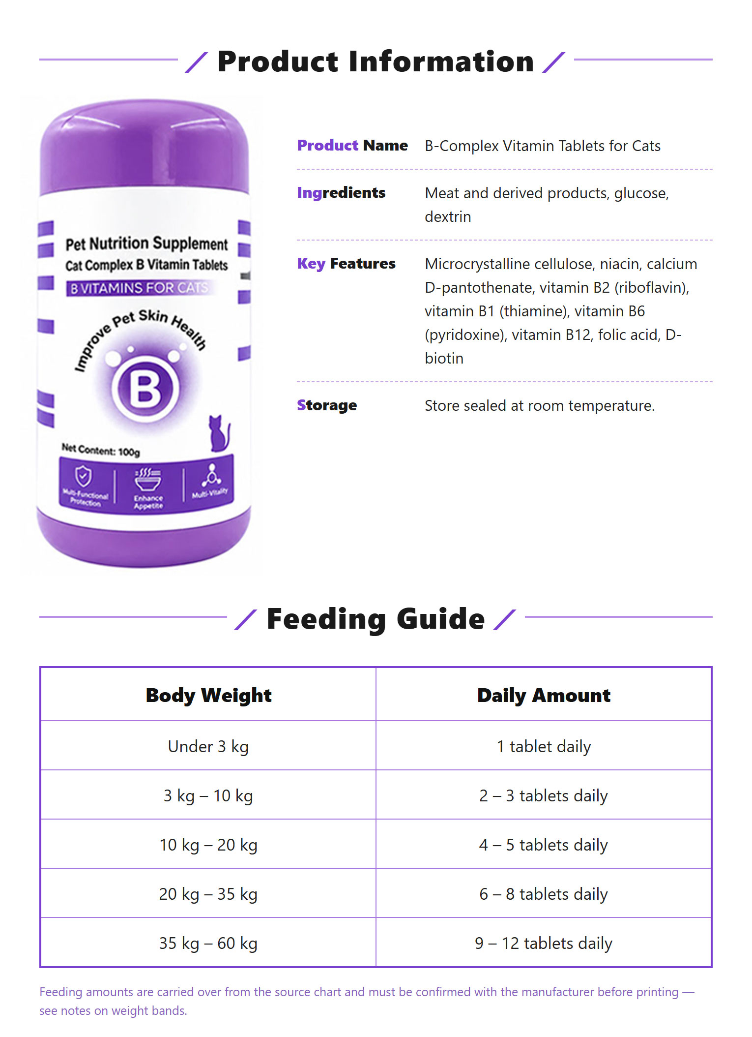 Vitamin B Complex for Dogs & Cats – 8 B Vitamins, 100g — Product image enlarged